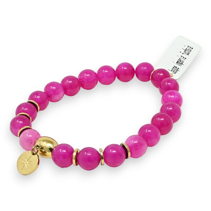 Bracelet Jaspe Imperia Fuchsia charms médaillon étoile