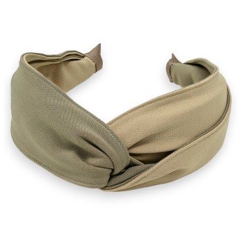 Serre tête large bicolore beige et taupe