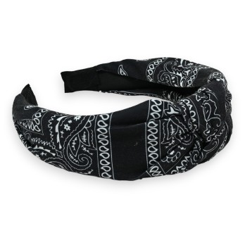 Serre tête large imprimé bandanas noir