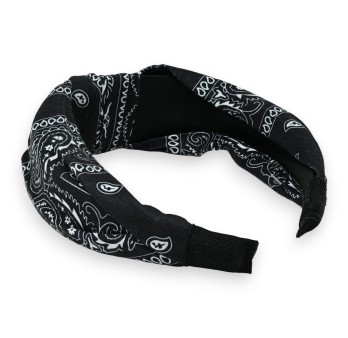 Serre tête large imprimé bandanas noir