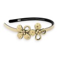 Serre tête résine beige 2 petites fleurs avec strass