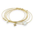 Bracelet jonc acier doré 7 bracelets pierre Jade Blanc