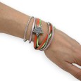 Bracelet double tours 3 couleurs étoile argentée