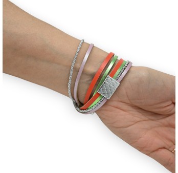 Bracelet double tours 3 couleurs étoile argentée
