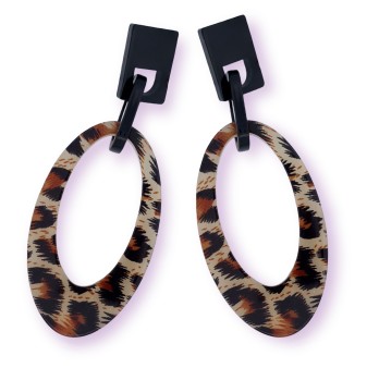 Grandes boucles d'oreilles léopard et noir