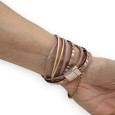 Bracelet double tours nuances vieux rose et perles