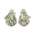 Boucles d'oreilles clip marguerite nuances grises