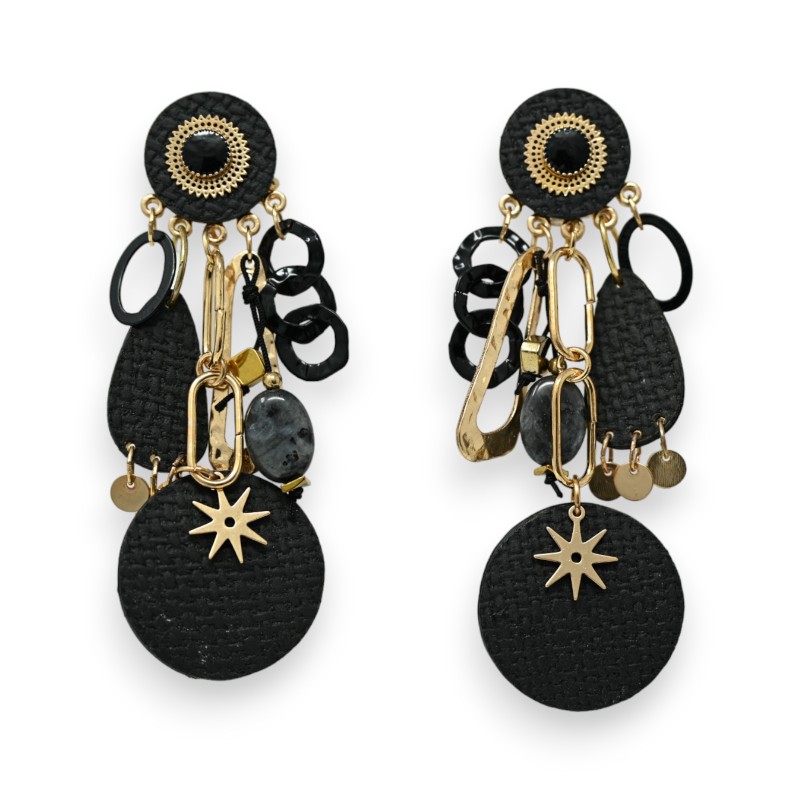 Boucles d'oreilles clip noires et dorées