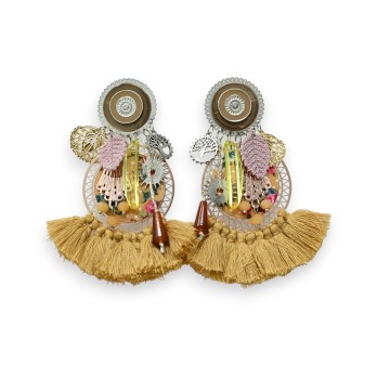 Boucles d'oreilles clip esprit bohème camel