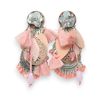 Boucles d'oreilles clip esprit oriental rose