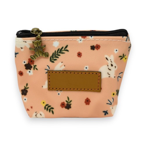 Porte monnaie motifs fleurs avec lapins
