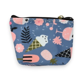 Porte monnaie motifs glaces rose et bleu