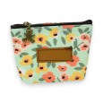 Porte monnaie motifs fleurs orange et jaune