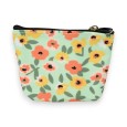 Porte monnaie motifs fleurs orange et jaune