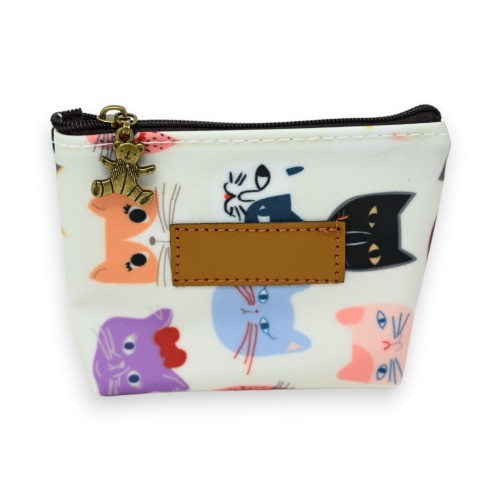 Porte monnaie motifs chats rigolo multicolore