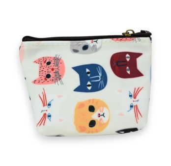 Porte monnaie motifs chats rigolo multicolore