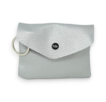 Porte monnaie synthétique gris argenté