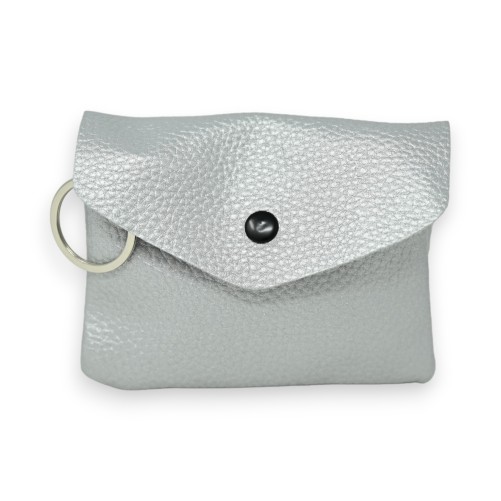 Porte monnaie synthétique gris argenté