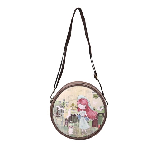 Sac bandoulière rond sur le thème des colombes