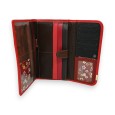 Portefeuille cuir patchwork finitions rouge