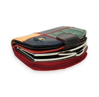 Portefeuille porte monnaie cuir compact patchwork