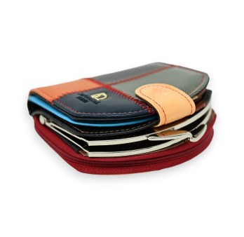 Portefeuille porte monnaie cuir compact patchwork