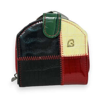 Portefeuille porte monnaie cuir compact patchwork
