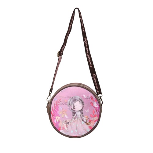 Sac bandoulière rond sweety candy dans les champs de fleurs