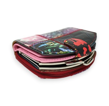 Portefeuille porte monnaie cuir compact patchwork