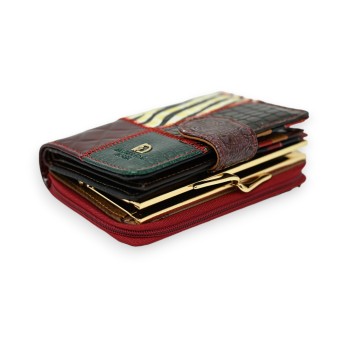 Portefeuille porte monnaie cuir rectangle patchwork