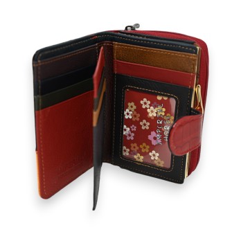 Portefeuille porte monnaie cuir rectangle patchwork