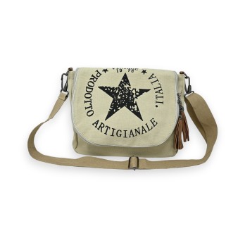 Sac bandoulière vintage étoile beige