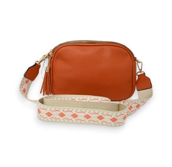 Sac bandoulière rectangle multi poches orange