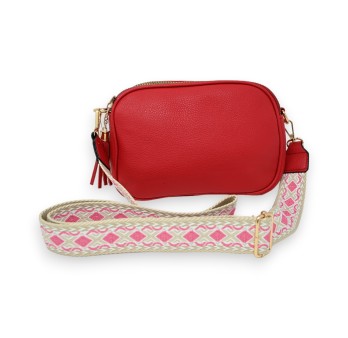 Sac bandoulière rectangle multi poches rouge