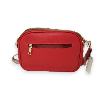 Sac bandoulière rectangle multi poches rouge