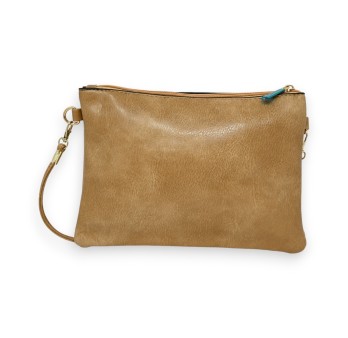 Sac pochette camel étoile brillante