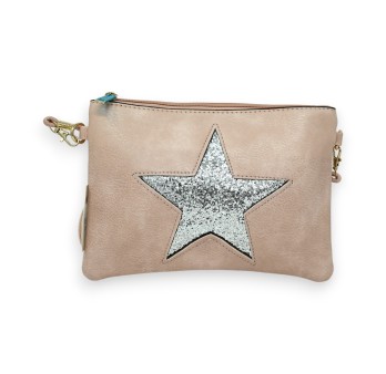 Sac pochette vieux rose étoile brillante