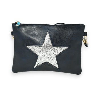Sac pochette bleu marine étoile brillante