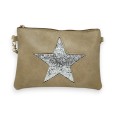 Sac pochette taupe étoile brillante