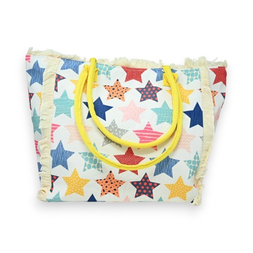 Sac cabas nylon étoiles multicolores