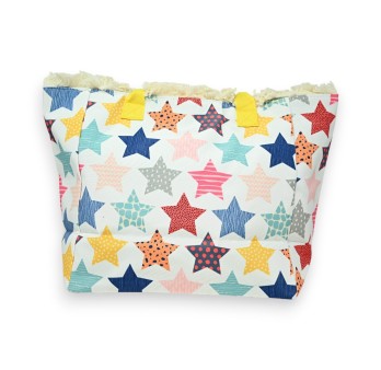 Sac cabas nylon étoiles multicolores