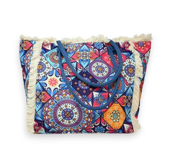 Sac cabas nylon formes géométriques multicolores