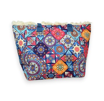Sac cabas nylon formes géométriques multicolores
