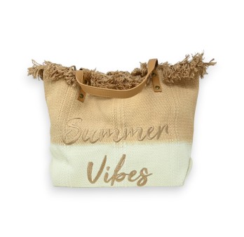 Sac cabas tissu dégradé beige et blanc Summer Vibes