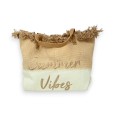 Sac cabas tissu dégradé beige et blanc Summer Vibes