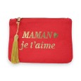 Pochette coton rouge Maman je t'aime