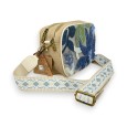Sac bandoulière rigide broderies fleurs bleues