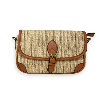 Sac bandoulière rectangle bohème paille