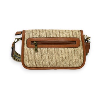 Sac bandoulière rectangle bohème paille