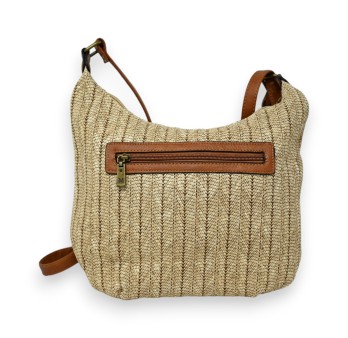 Sac bandoulière paille foncé forme banane